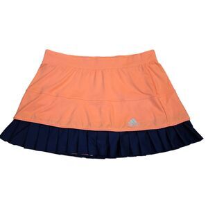 adidas Climacool Tennis Skort Womens Large Orange Navy Blue Pleated Skirt S15762